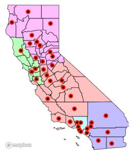 Map Image of California Recycling Market Development Zones